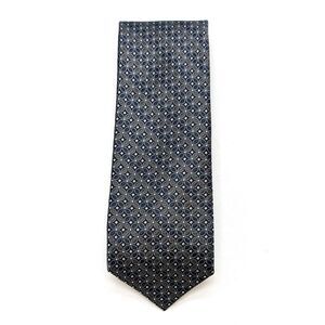 Pronto Uomo Silk Tie Navy Blue Gray Black Circles Geometric Pattern Stripes